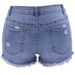 Dameskleding Hoge taille katoenen blauwe shorts gewassen slim lichte kleur Dames rechte denim shorts_voghion.com