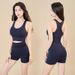 New Sports Bra Women Chest Pads, Wireless, Suitable For Running, Yoga, Dance, Quick-Dry Set With Five-Point Shorts_voghion.com