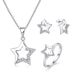 Collana e orecchini con anello a cinque punte in zircone, set di tre pezzi, gioielli di moda con stella in argento_voghion.com