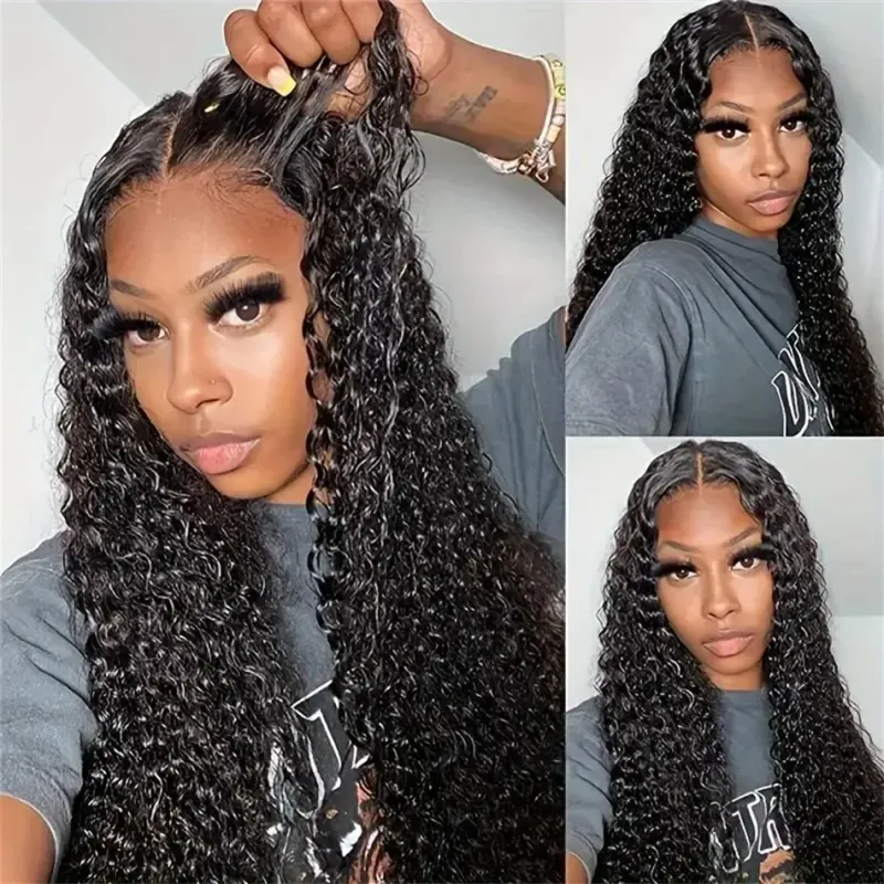 Brazilian Curly Human Hair Wig Glueless Transparent Lace Water Wave 150% 180% Density_voghion.com