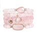 Runde Perlen Naturstein Armbänder Rosa Und Weiß Set Elastische Perlen Einstellbar_voghion.com