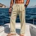 Pantaloni dritti da uomo in cotone con coulisse, stile casual, da spiaggia, quattro stagioni, da uomo, di alta qualità, nuovi, in pizzo, da uomo, alla moda_voghion.com