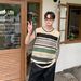 Men's Clothing Style Retro Color Striped Vest Summer Thin Hollow Knitted Waistcoat Sleeveless T-shirt Fashion_voghion.com