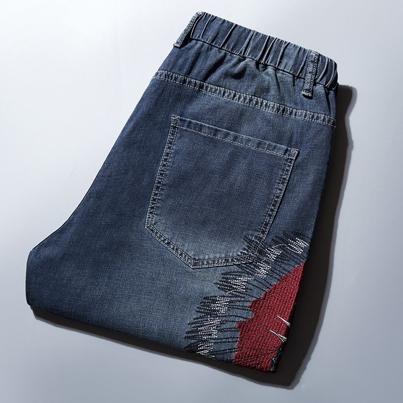 Men's Clothing Plus Size Men's Denim Shorts With Elastic Waist Loose And Comfortable Mid Waist Denim Shorts_voghion.com