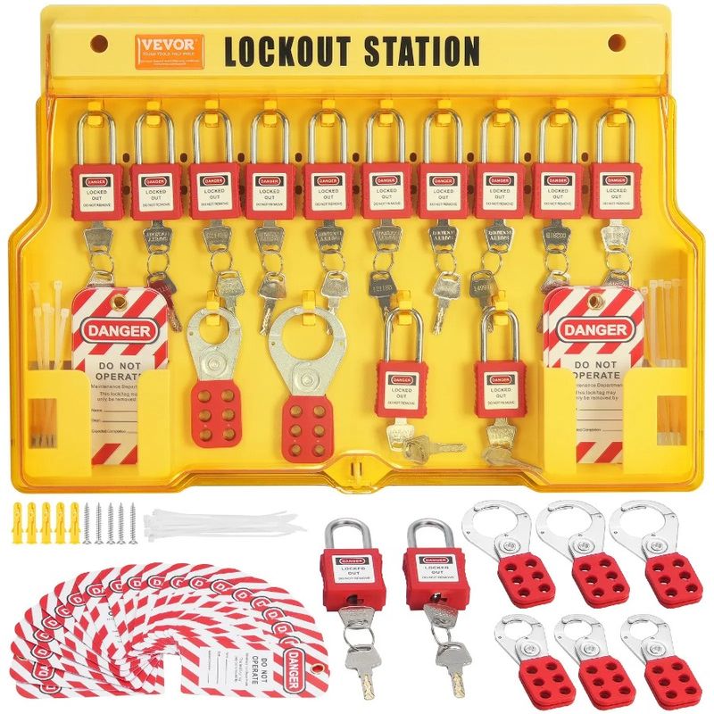 Nylon Includes Tagout Ties Padlocks Lockout PCS 60 Tags Station Safety Expansion Tagout Electrical Kit Lockout And L Hasps Kit_voghion.com
