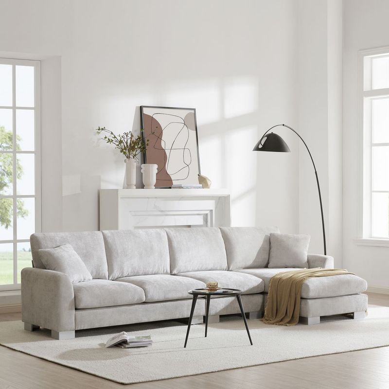 [VIDEO Provided] [New] 119*55' Modern Oversized Sectional Sofa,L-shaped Luxury Couch Set With 2 Free Pillows,5-seat Chenille Indoor Furniture With C_voghion.com