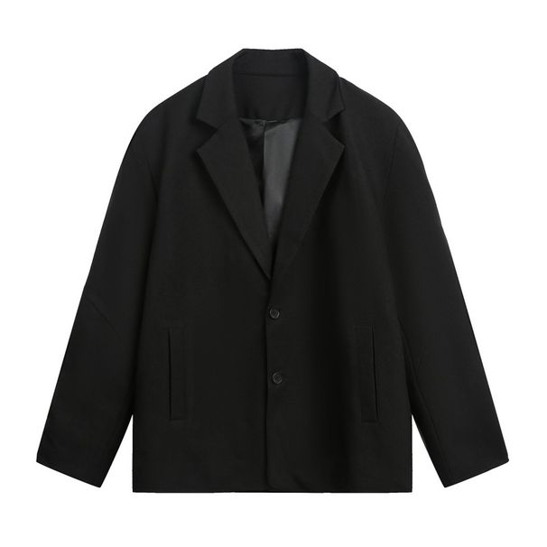 Dekonstruierte Blazerjacke – Übergroßer, unstrukturierter Anzugmantel mit asymmetrischen Einsätzen (Schwarz/Grau/Beige, entspannte Passform mit einem Knopf)_voghion.com