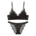 Französisches Damen-BH-Set mit sexy Spitze ohne Stahlring, dünne Baumwolle, Dreieck-Cup, schöner Rücken, große Brust, kleines BH-Set_voghion.com