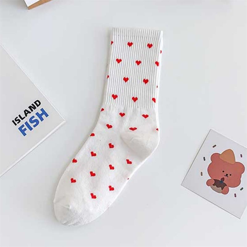 Neue Rote Liebe Herz Baumwolle Nette Casual Atmungsaktive Soft Weiß Schwarz Mode Sport Socken Dropship_voghion.com
