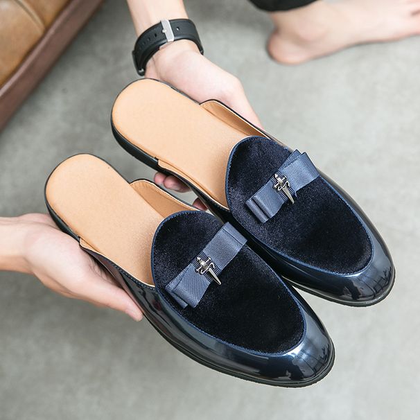 Wind Plus Size Half Slippers Without Heels, Bean Men's Autumn And Winter Lazy Shoes, Casual Leather Shoes For One Foot_voghion.com