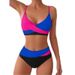 Bikini da spiaggia con spacchi laterali, coordinato con i colori dell'abbigliamento femminile_voghion.com