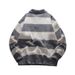 Herren-Retro-Strickpullover mit halbem Reißverschluss – Pullover mit Streifen und kontrastierendem Kragen, lässige Loungewear für Herbst und Winter_voghion.com