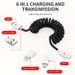 Câble de données à ressort 6 en 1, adapté au câble de chargement Android Huawei, avec divers adaptateurs, peut être utilisé comme support de téléphone portable, avec sac de rangement_voghion.com