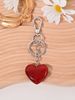 Llavero para coche con colgante de bolso de fresa y cereza con corazón de purpurina roja_voghion.com
