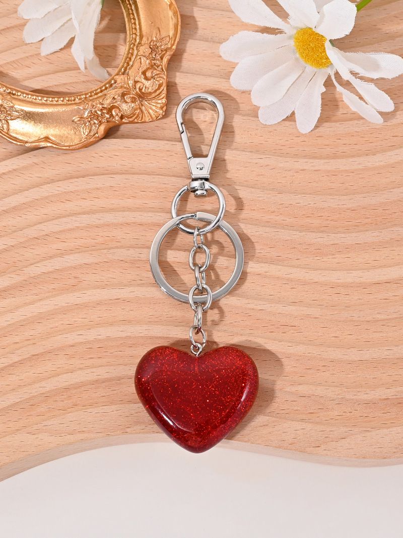Portachiavi per auto con ciondolo a forma di cuore rosso glitterato, fragola e ciliegia_voghion.com