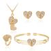Semplice set di gioielli alla moda versatile collana a forma di cuore bracciale anello orecchini accessori_voghion.com