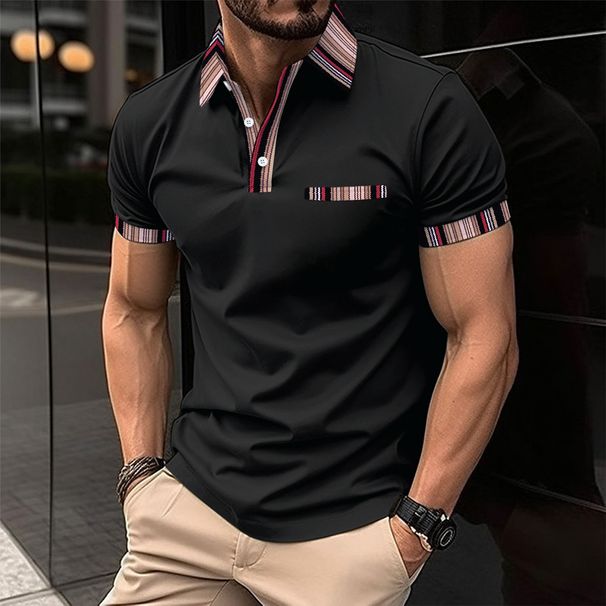 Abbigliamento da uomo, nuova maglietta casual versatile con tasca sul petto e bottoni abbinati al colore, polo_voghion.com