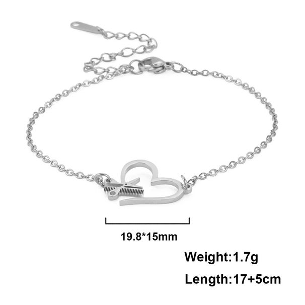 Braccialetto con ciondolo per strumento per capelli con design creativo in acciaio inossidabile Senso dell'amore Gioielli_voghion.com