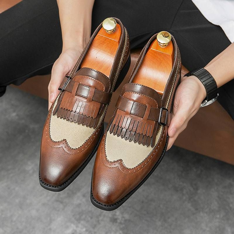 Cross-Border Plus Size Slip-On szpiczaste skórzane buty męskie_voghion.com