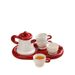 Set da tè in ceramica in stile nordico: 1 brocca e 4 tazze con vassoio, elegante set regalo color crema (ecologico, fatto a mano, perfetto per la casa e come regalo)_voghion.com