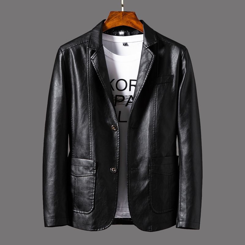Men's Korean Style Trendy Slim And Handsome Suit Leather Jacket Men's Flight Suit Spring And Autumn Motorcycle Leather Jacket Men's Clothing_voghion.com