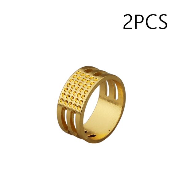 2pcs/Set Thimble Metal Ring Thickening Needle Presser Cross Thread Sewing Finger Protector Thimble Hoop_voghion.com