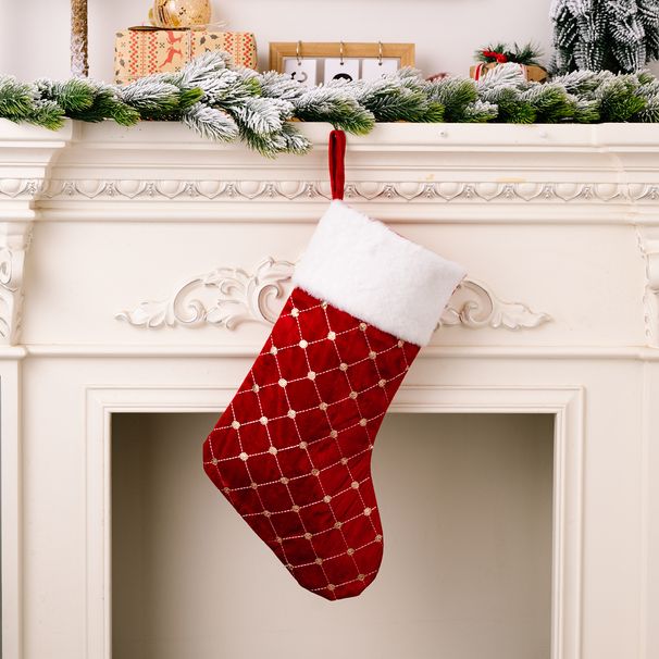 Home & Garden New Christmas Decoration High-end Christmas Stocking Red Christmas Stocking Gift Bag Tree Hanging Gift Socks_voghion.com