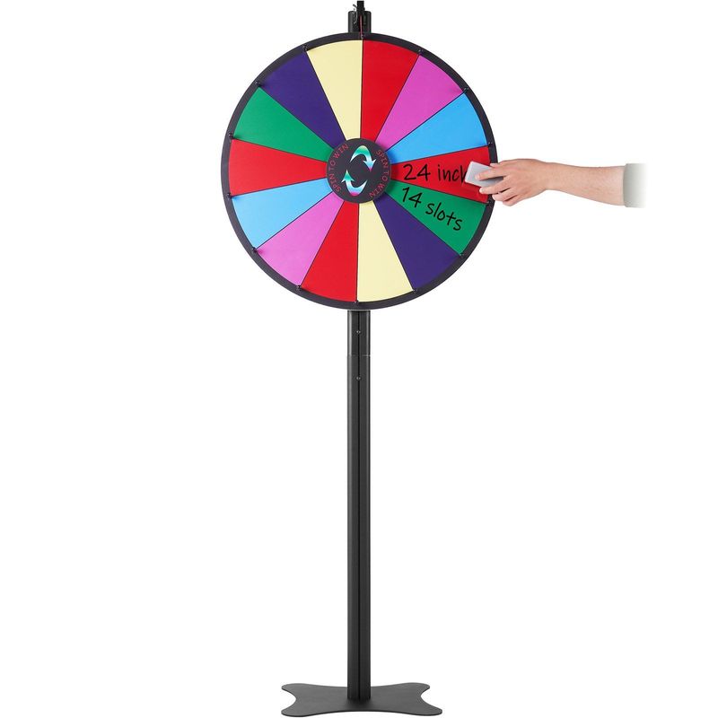 VEVOR 24 Inch Spinning Prize Wheel, 14 Slots Spinning Wheel, Roulette Wheel With A Dry Erase And 2 Markers, Tabletop Or Floor Standing Win Fortune Spin Games In Party Pub Trade Show Carnival_voghion.com