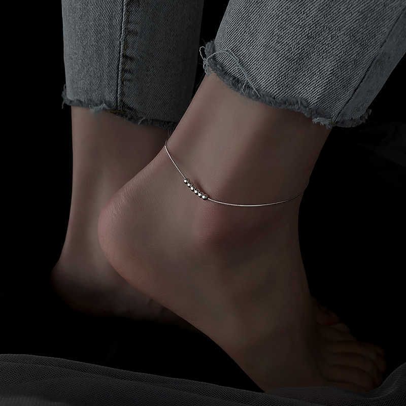 Lucky Six Round Bead Anklet For Women Fashion Simple Niche Design High-end Ins Cold Style Chain Foot Jewelry_voghion.com