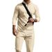 Neu Herren Casual Anzug Outdoor Waffel Kapuze Einfarbig Langarm Hosen Set_voghion.com