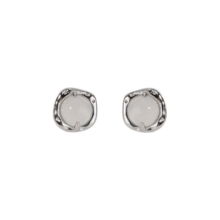 Tiqi S Pure Silver Simple Compact White Jade Marrow per le donne con temperamento freddo irregolare simile alla lava e alla moda_voghion.com