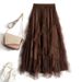 Spring and Autumn New waisted Irregular High end Mesh Half length Skirt for Women, Covering the Hips, Medium length,_voghion.com