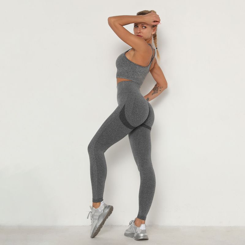 Damkläder sömlösa veckade sport-bh:ar fitness-bh toppar yoga kläder set peach butt lift yoga byxor_voghion.com