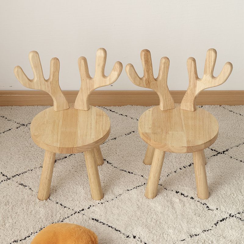 Children's Log Shoe Changing Stool Small Stool Children's Household Deer Solid Wood Backrest Small Stool_voghion.com