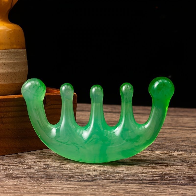 Resin Wide Teeth Head Scalp Massager Handheld Massage Comb For Scalp Care Five Teeth Meridians Massager For Head Caring Relaxation_voghion.com