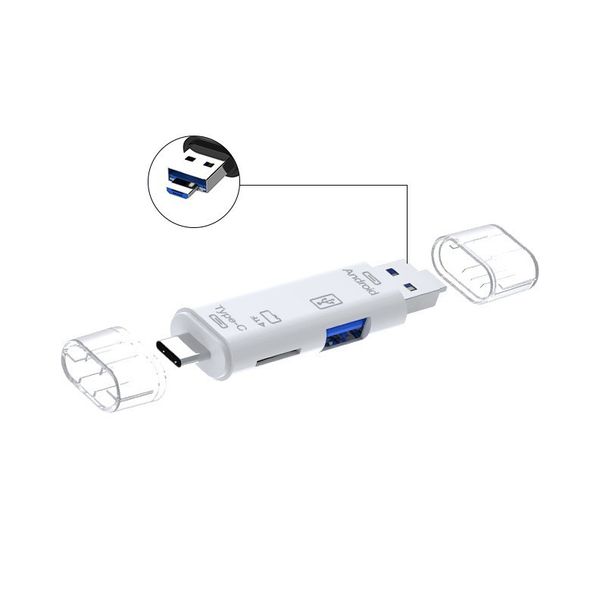 5 in 1 Multifunction Usb 2.0 Type C/Usb /Micro Usb/Tf/SD Memory Card Reader OTG Card Reader Adapter Mobile Phone Accessories_voghion.com