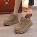 Plattform Dicke Sohle Einfarbig frauen Schuhe 2025 Neue Herbst Winter Turnschuhe Vielseitige Loafers Mit Fleece Futter_voghion.com