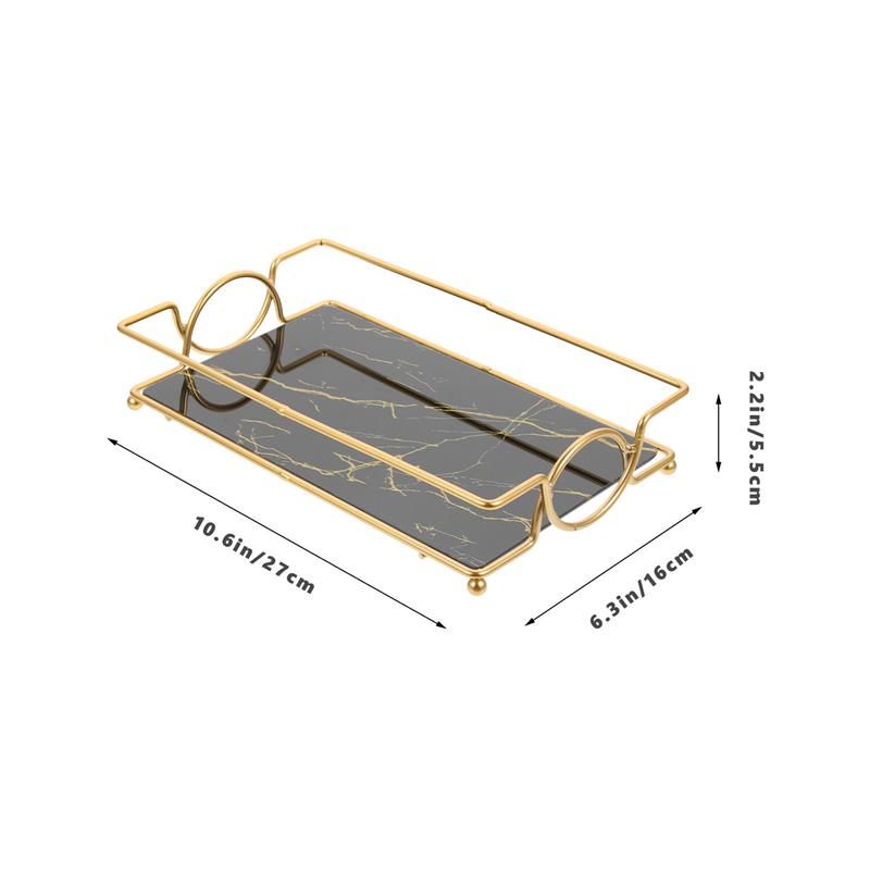 Trays with Iron Frame Perfume for Dresser Bathroom Countertop Tray Makeup Organizer Cosmetics Storage_voghion.com