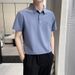 Summer New Products Men's Polo Shirt Solid Color Clean Drape Men's Elastic Ice Silk Lapel Short Sleeve POLO Shirt_voghion.com