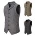 Men's Herringbone Single-breasted Vest Men's Suit Vest_voghion.com