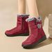 Women's Winter Snow Boots With Fleece Lining - Warm Slip-Resistant Casual Shoes For Cold Weather (Black/Red, Sizes 36-44)_voghion.com