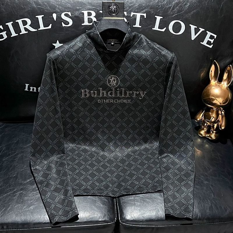 Tricou cald pentru bărbați, la modă toamna și iarna, cu ștanțare a literelor, lux ușor, la modă, frumos, cu diamant fierbinte, la jumătate de înălțime_voghion.com