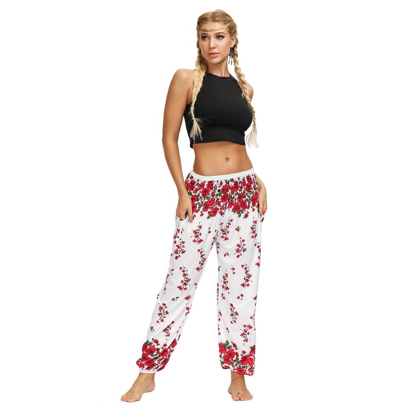 Women's digital printed summer casual trousers ethnic style pop sports yoga dance pants _voghion.com