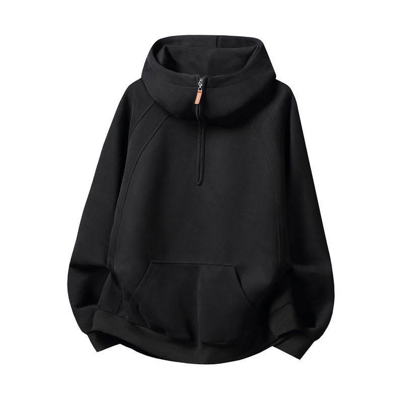 Felpa oversize da uomo con cappuccio – Tessuto in morbido poliestere con coulisse regolabile (M-XXL, Nero/Flower Ash/Anchor Red/Khaki)_voghion.com