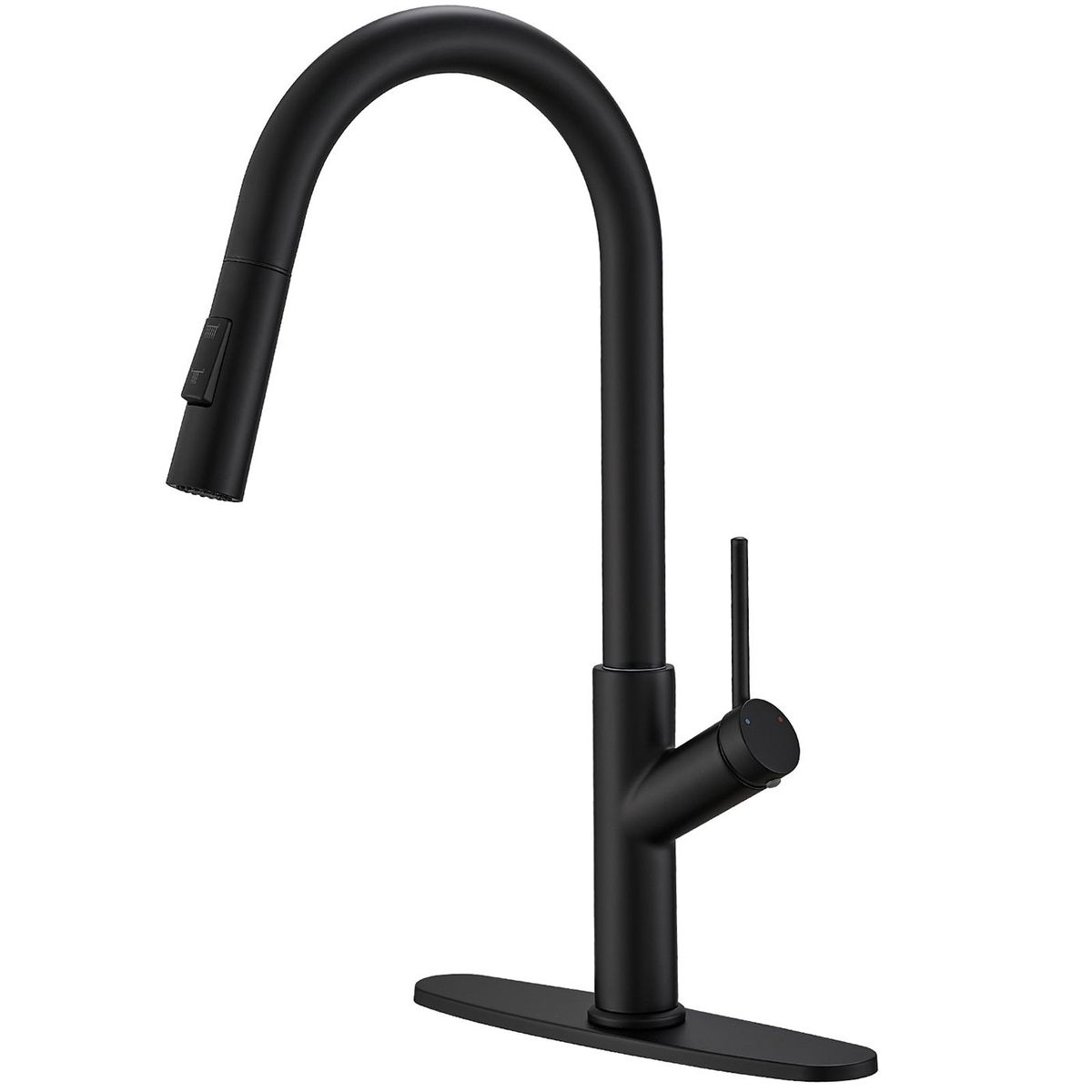 Single Handle Pull Down Sprayer Kitchen Faucet In Matte Black_voghion.com