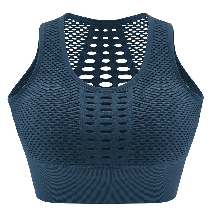 New Hollow With Breathable Mesh Fitness And Beautiful Back Wide Edge Shoulder Strap Sexy Sports Bra_voghion.com