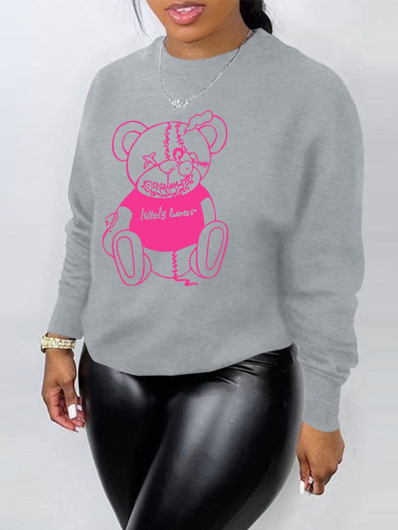 Damen Langarm bedruckter dicker Kapuzenpullover Sexy lässiger Kapuzenpullover_voghion.com