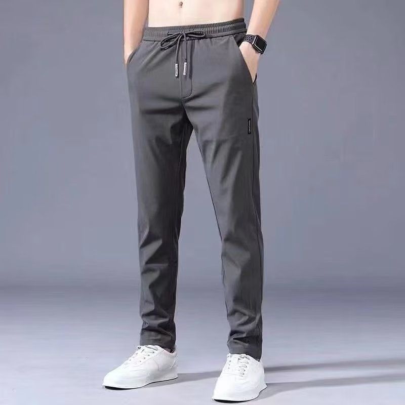 Herrenbekleidung Gerade Bein vielseitige Freizeithose Herren 2024 Sommer neue lockere Anzug lange Hose Herren Eisseide dünn High-End_voghion.com
