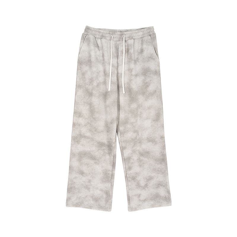 Pantaloni da jogging da uomo in pile pesante effetto used con gamba dritta - Pantaloni della tuta streetwear dalla vestibilità comoda per l'inverno_voghion.com