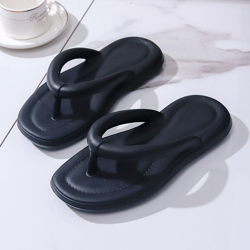 New Style Women's Summer Fashion Outer Wear Non Slip Net Celebrity Beach Eva Solid Color Flat Bottom Shit Feeling Flip Flops Sandals_voghion.com